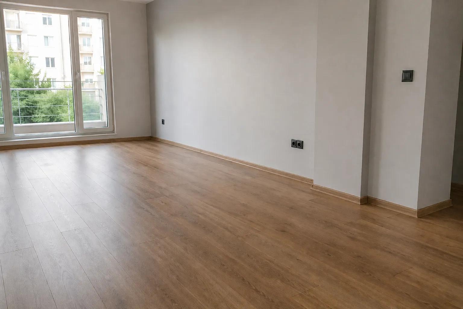 Ahşap süpürgelik monte edilmiş salon