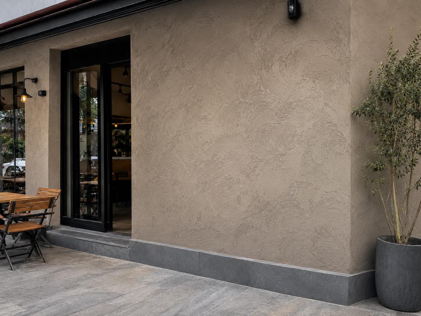 Kafe Girişinde Dokulu Dekoratif Sıva sonrası görünüm