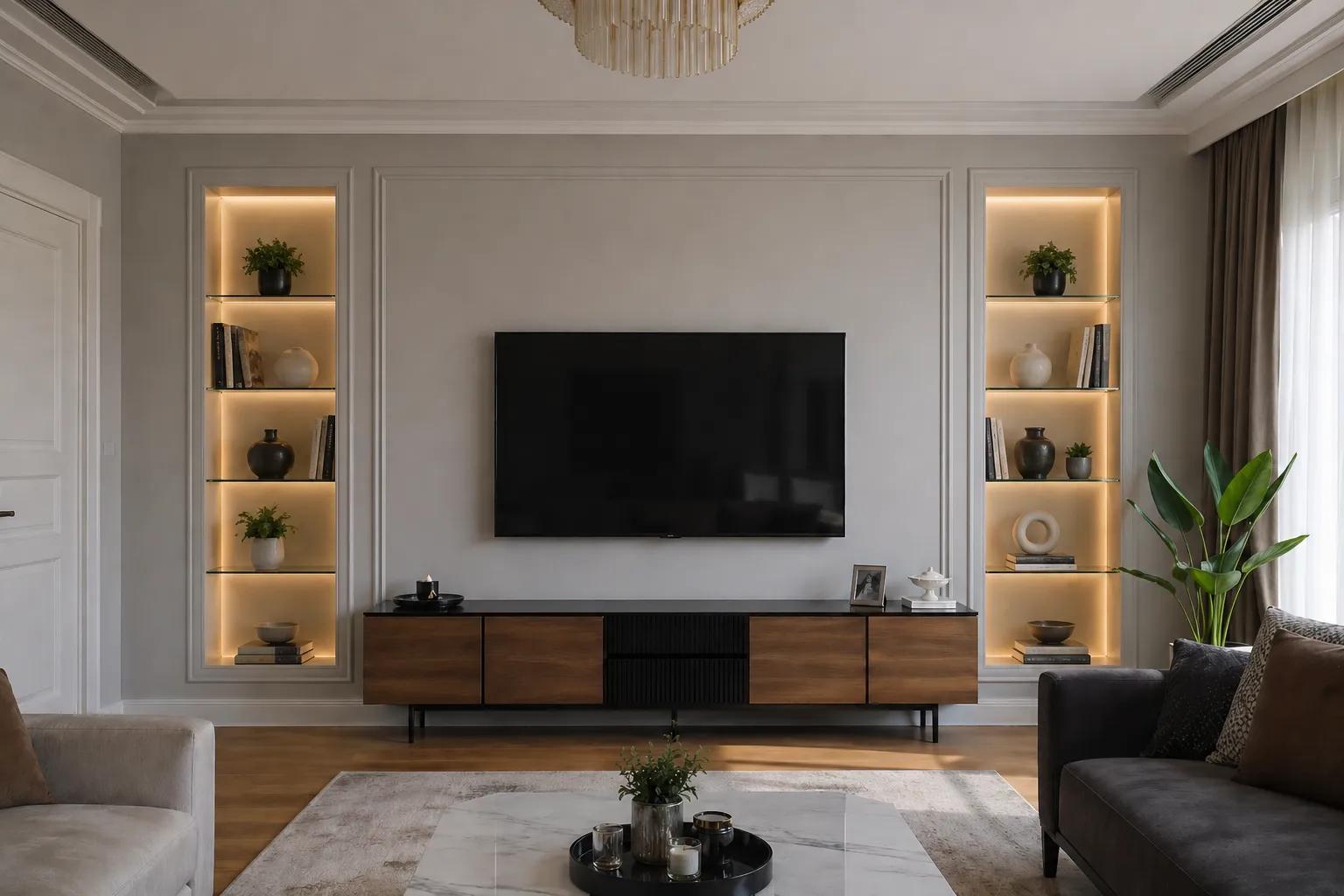Simetrik nişli TV duvarı