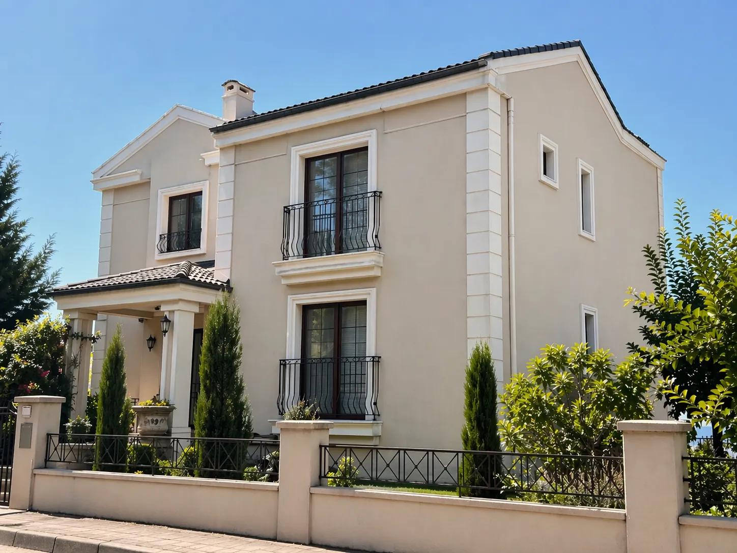 Boya sonrası canlı villa cephesi