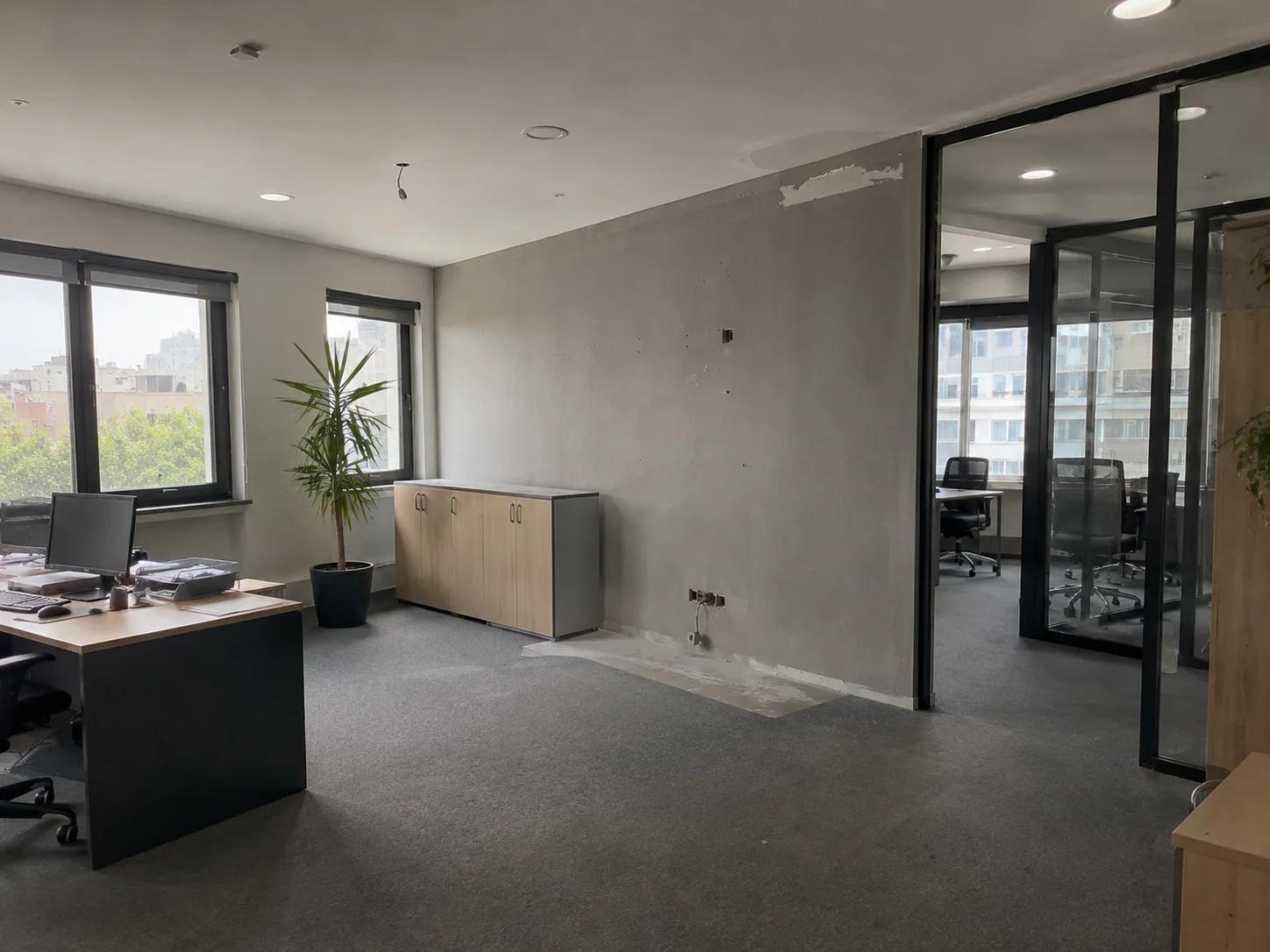 dış cephe elyaflı panel duvar öncesi ofis görünümü