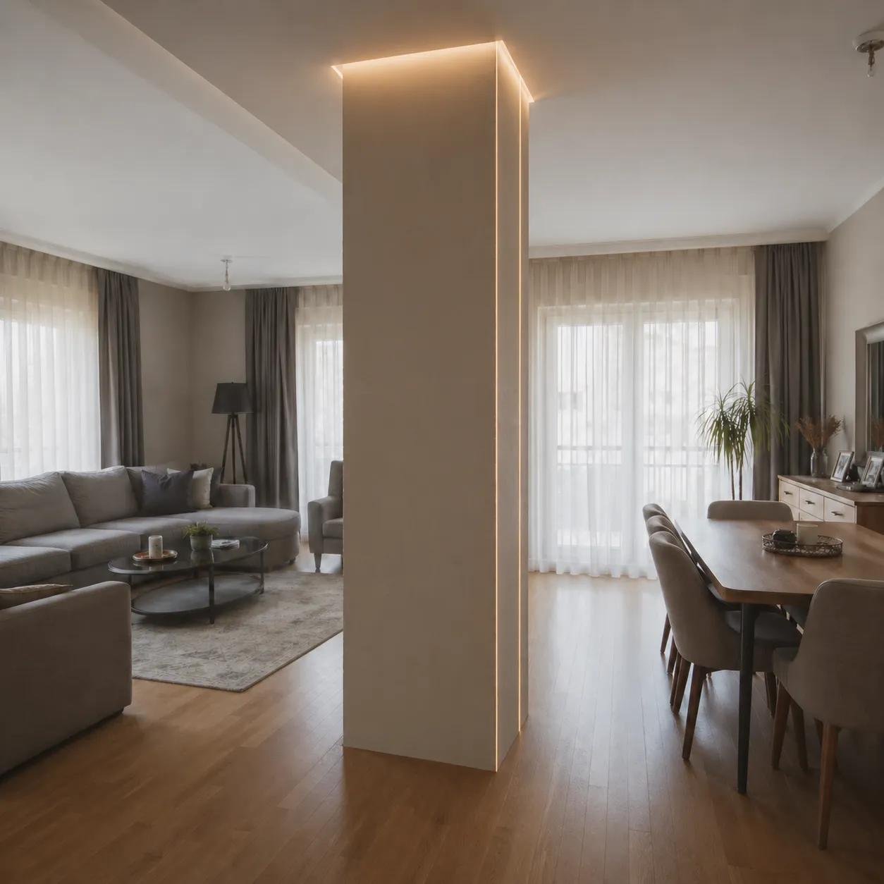 Alçıpan kaplama sonrası dekoratif kolon