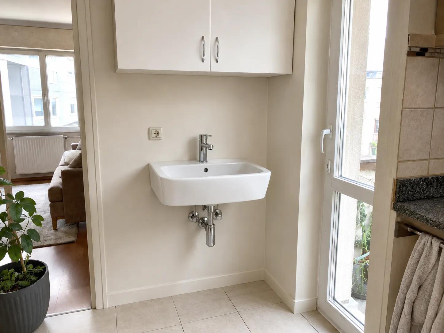 lavabo montajı sonrası daire içi teslim görünümü