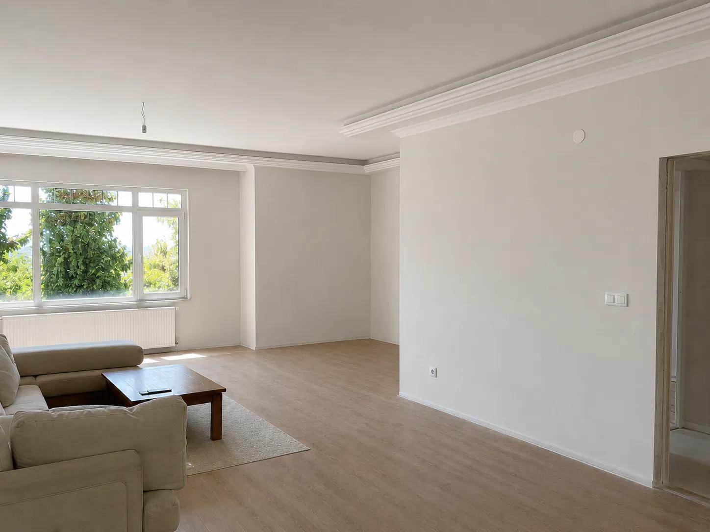Salon Duvarlarında Pürüzsüz Boya Zemini İçin Saten Alçı sonrası görünüm