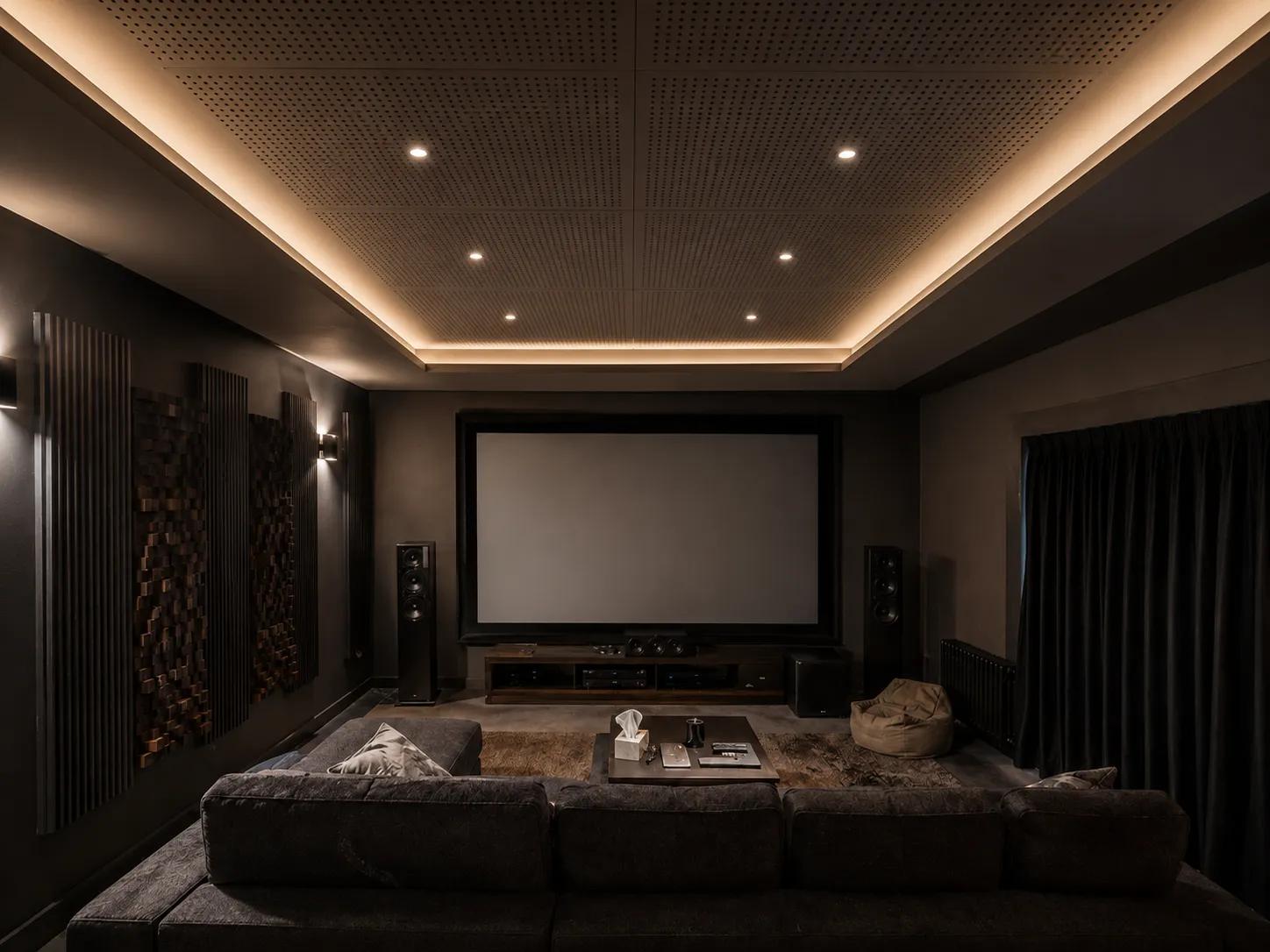 Ses yalıtımlı asma tavan sonrası sinema odası