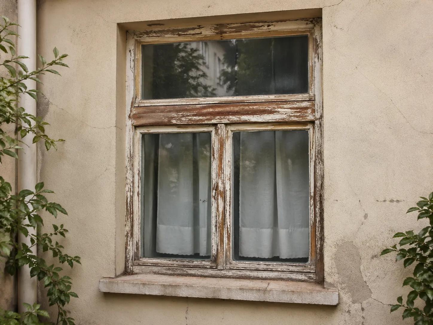 Yıpranmış ahşap pencere