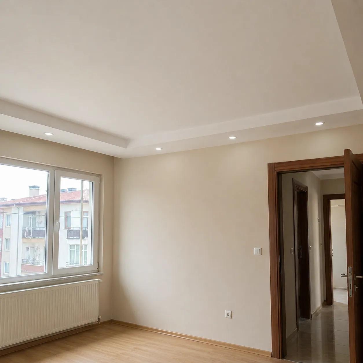 yanmayı geciktiren alçıpan asma tavan vidalama sonrası konut teslim görünümü